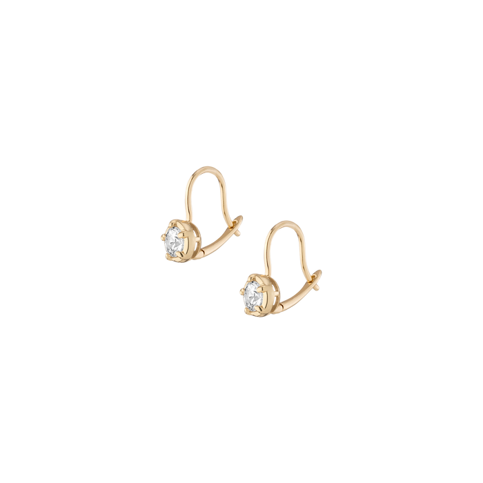 Lab Grown White Sapphire Georgian Drop Earrings Vermeil Yellow Gold