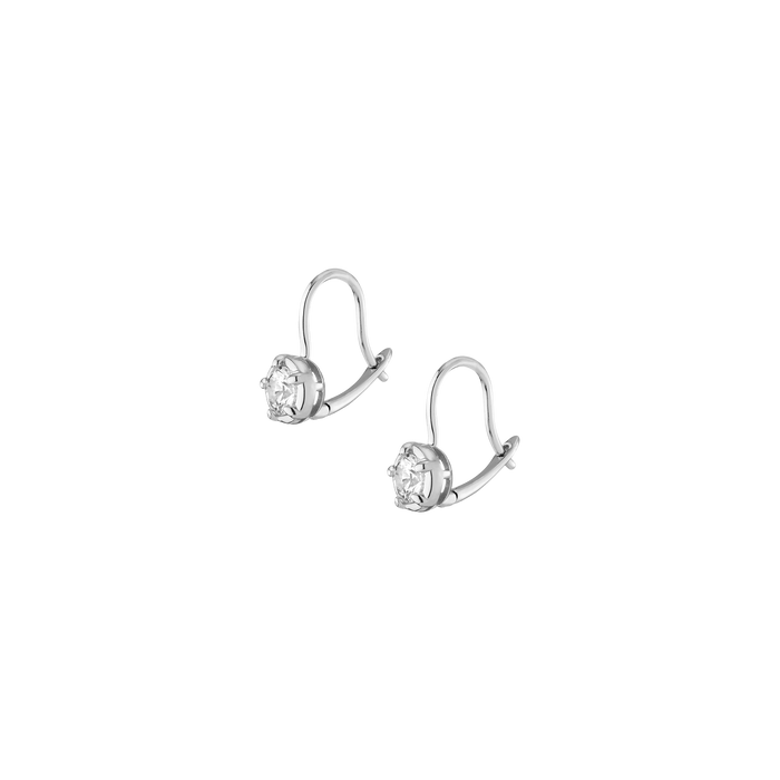 Lab Grown White Sapphire Georgian Drop Earrings Vermeil White Gold
