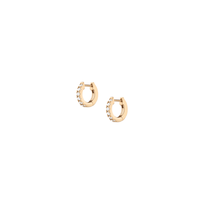 White Sapphire Huggie Earrings Vermeil Yellow Gold 12mm
