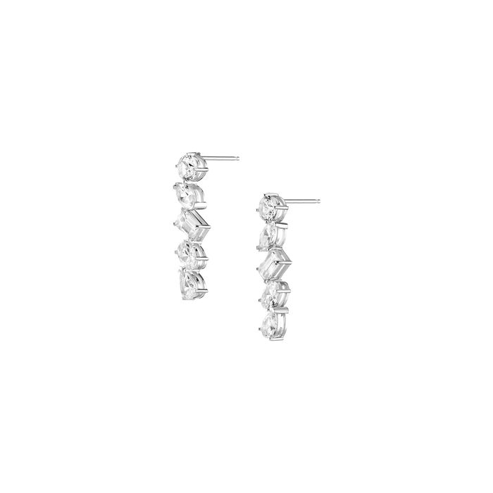 White Sapphire Mixed Shape Tennis Earrings Vermeil White Gold