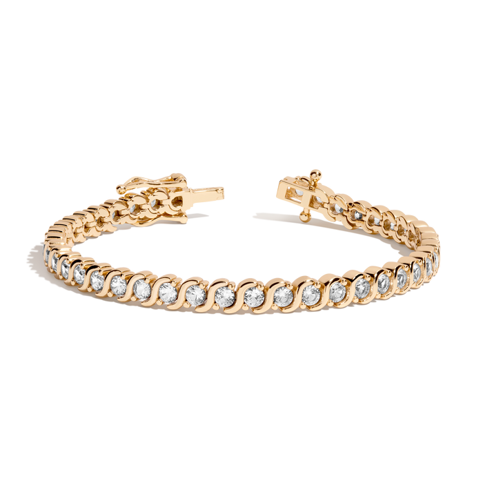 Lab Grown White Sapphire Vintage S Tennis Bracelet Vermeil Yellow Gold 6in 6.5in 7in 7.5in First
