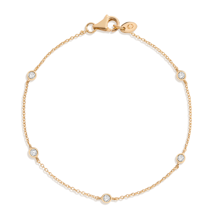 Lab Grown White Sapphire Station Bracelet Vermeil Yellow Gold 6in 6.5in 7in First
