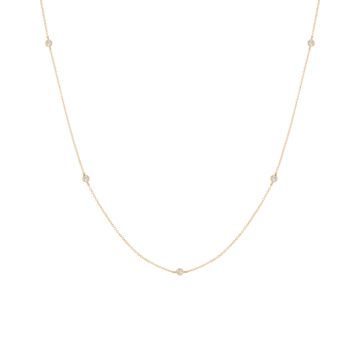 Lab Grown White Sapphire Station Necklace Vermeil Yellow Gold 16in 18in First