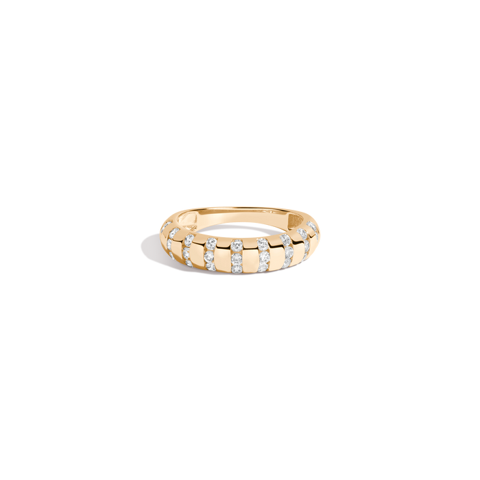 Lab Grown White Sapphire Striped Matrix Ring Vermeil Yellow Gold First