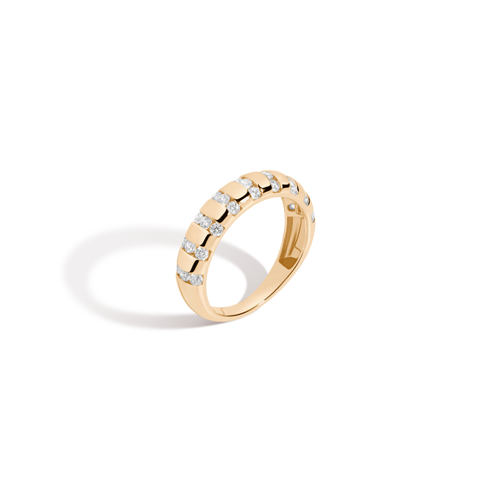 Lab Grown White Sapphire Striped Matrix Ring Vermeil Yellow Gold
