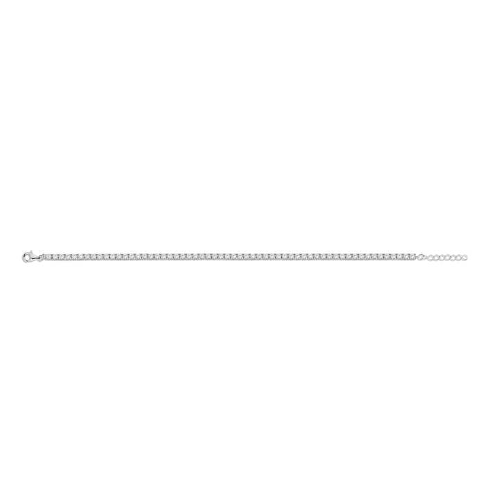 Lab Grown White Sapphire Tennis Anklet Vermeil White Gold