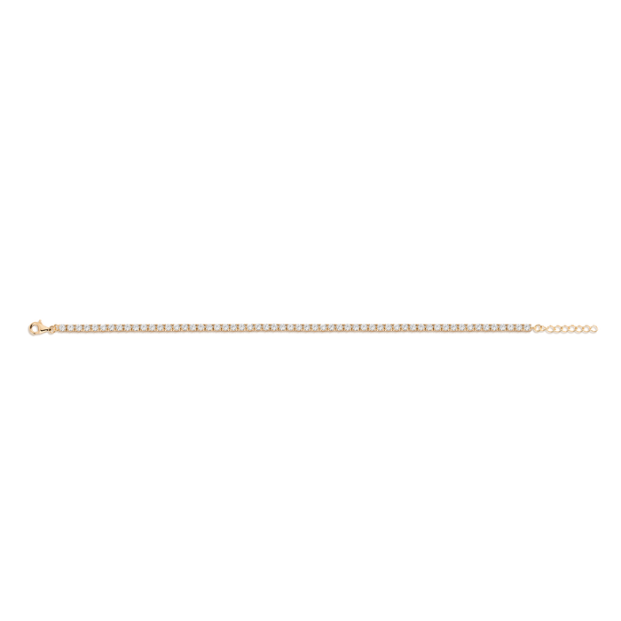 Lab Grown White Sapphire Tennis Anklet Vermeil Yellow Gold