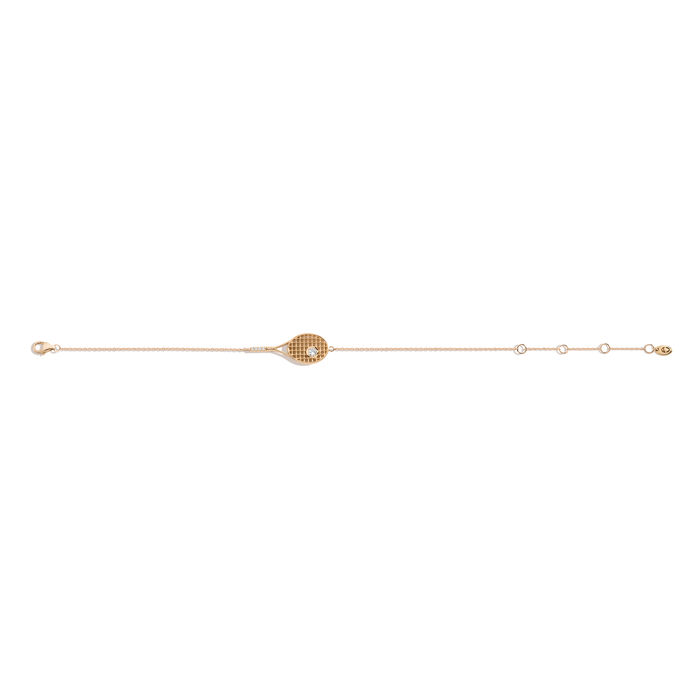 Lab Grown White Sapphire Tennis Racket Bracelet Vermeil Yellow Gold 7.5in