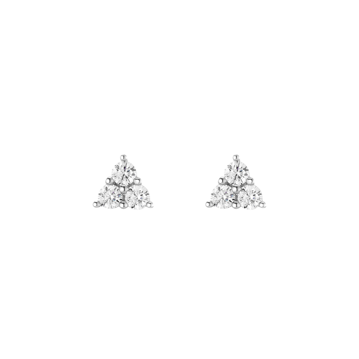 White Sapphire Trinity Stud Earrings Vermeil White Gold First