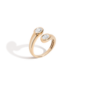Lab Grown White Sapphire Twin Ellipse Ring Vermeil Yellow Gold