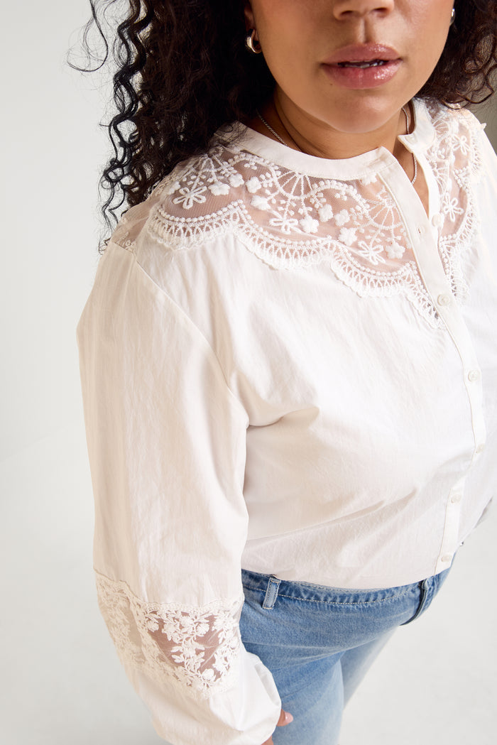 Lace Detail Shirt - 4104