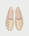 Landon Butter/Silver Ballet Flat in butter yellow leather with silver stud accents.