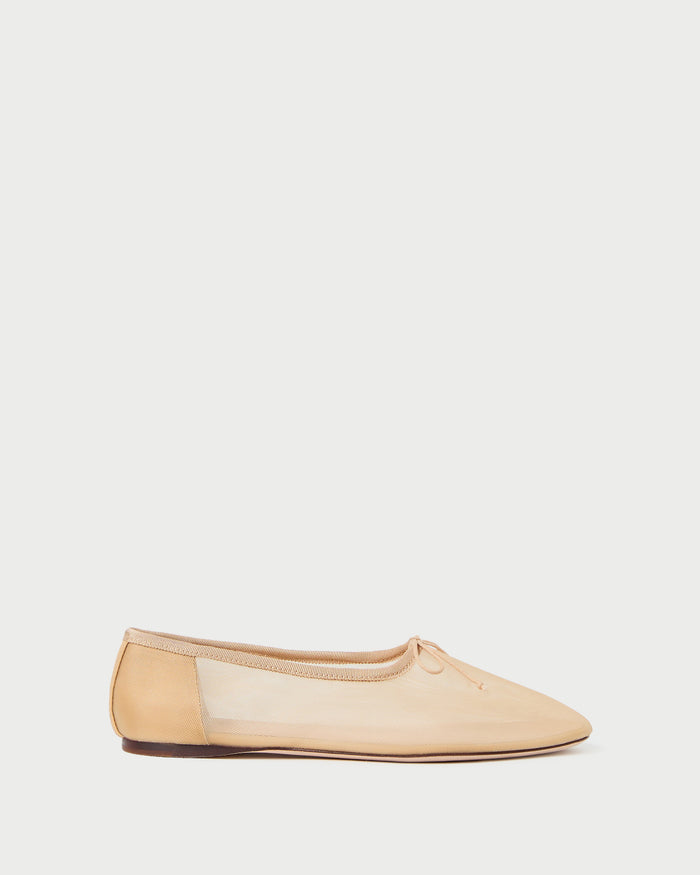 Landon Caramel Mesh Ballet Flat in caramel mesh.