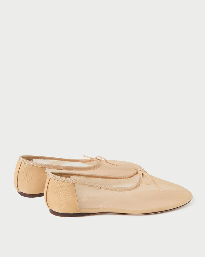 Landon Caramel Mesh Ballet Flat in caramel mesh.