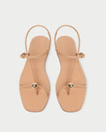Lara Dune Leather Sandal in dune tan leather with a gold ball accent.
