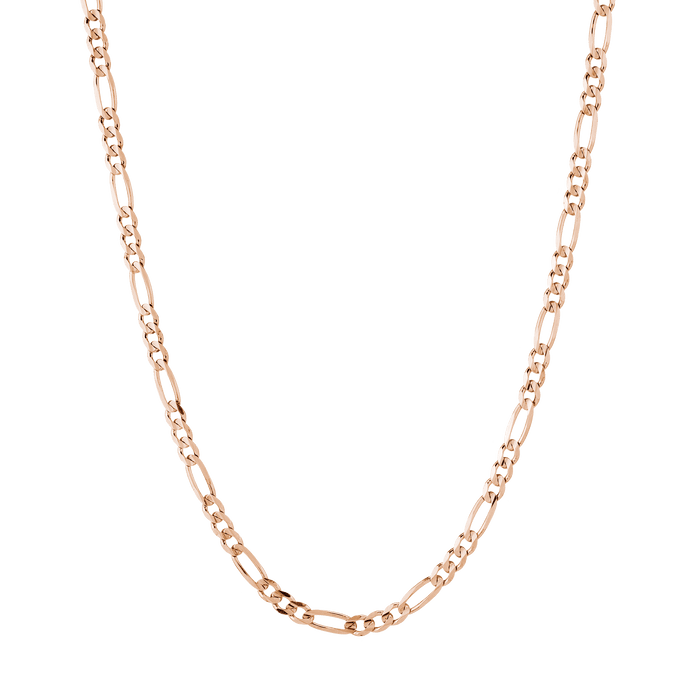 Large Gold Figaro Chain Necklace Vermeil 14K Rose Gold 18in 22in First