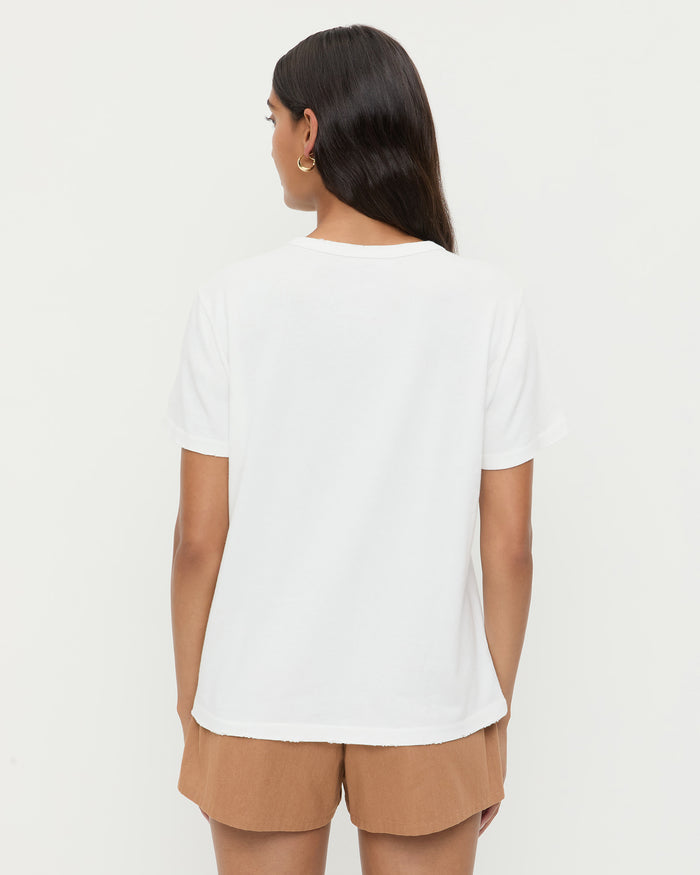 Le Bon Shoppe Sport Tee in white cotton and Cole Short in brown cotton.