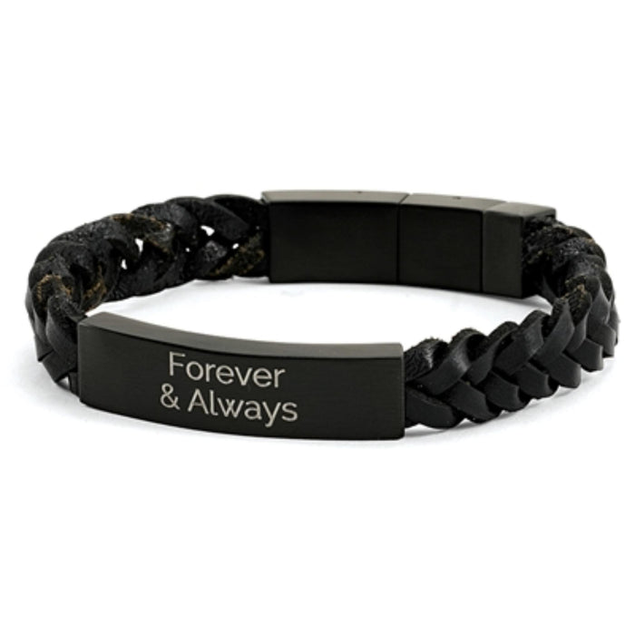 Leather cremation bracelet-onyx & black braided cremation supplies and equipment product