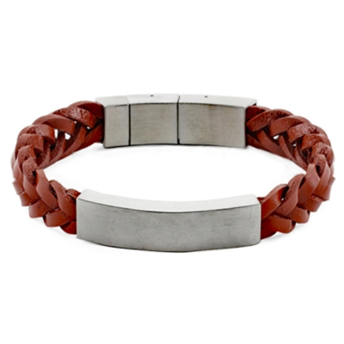 Leather cremation bracelet-pewter & brown cremation supplies and equipment product