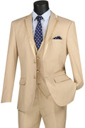 Beige slim fit 3 piece men's tuxedo