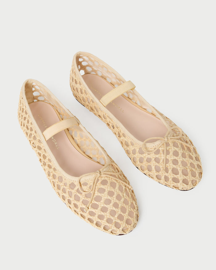 Leonie Natural Crochet Ballet Flat in natural crochet raffia.