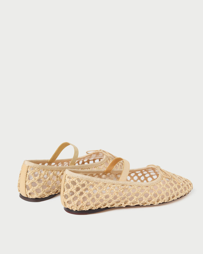 Leonie Natural Crochet Ballet Flat in natural crochet raffia.