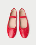 Leonie Red Leather Ballet Flat in red leather.
