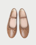 Leonie Safari Leather Ballet Flat in safari tan leather.