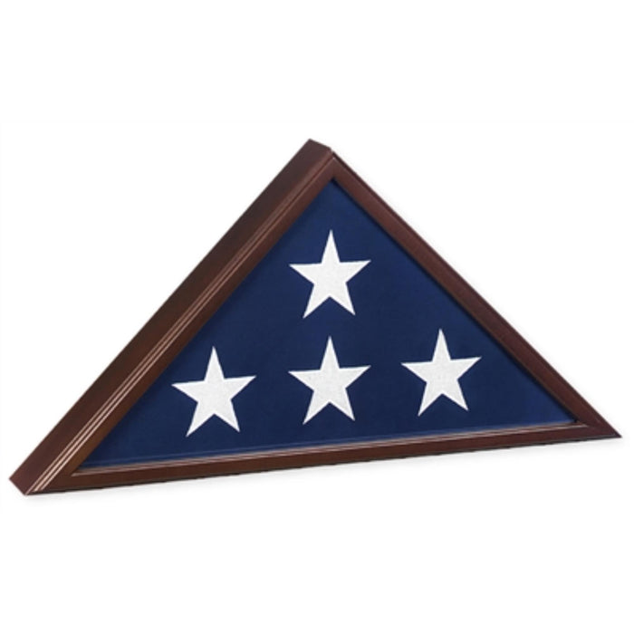 <!014>liberty flag case in cherry laminate finish used in funeral service operations, from lynch supply