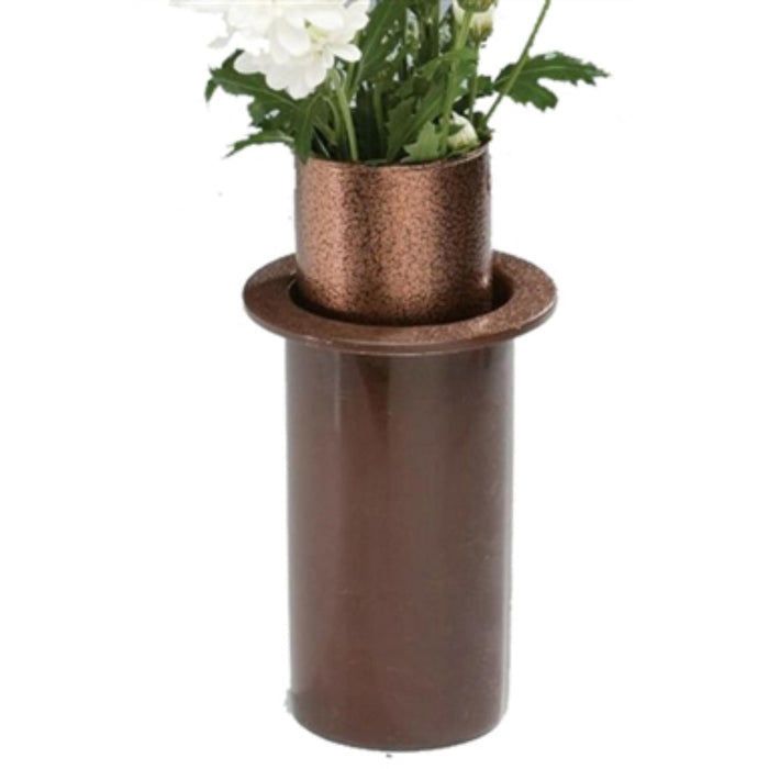 Lifetime cemetery  flush in-ground  flower vases used in funeral service operations, from lynch supply
