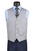 Light gray slim fit men's single breasted vest