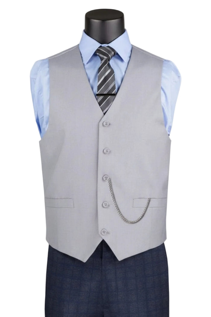 Light gray slim fit men's single breasted vest