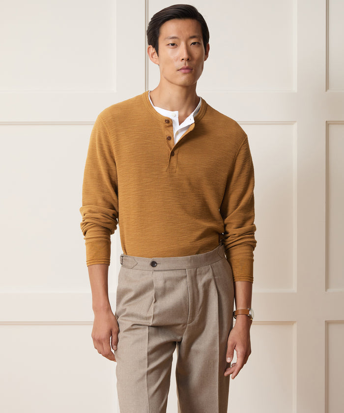 Lightweight Mini Waffle Henley