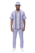 Lilac tonal panel men's short sleeve walking suit