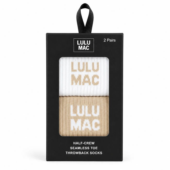 LM-SO-1000 Lulu Mac Socks 2 Pair Box- BEIGE/BEIGE