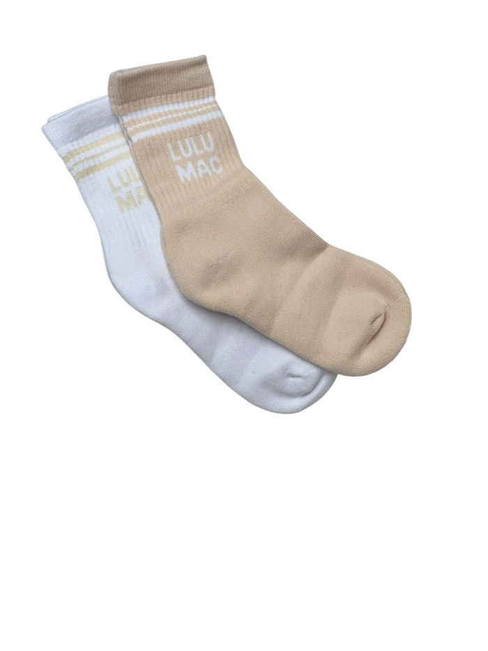 LM-SO-1000 Lulu Mac Socks 2 Pair Box- BEIGE/BEIGE