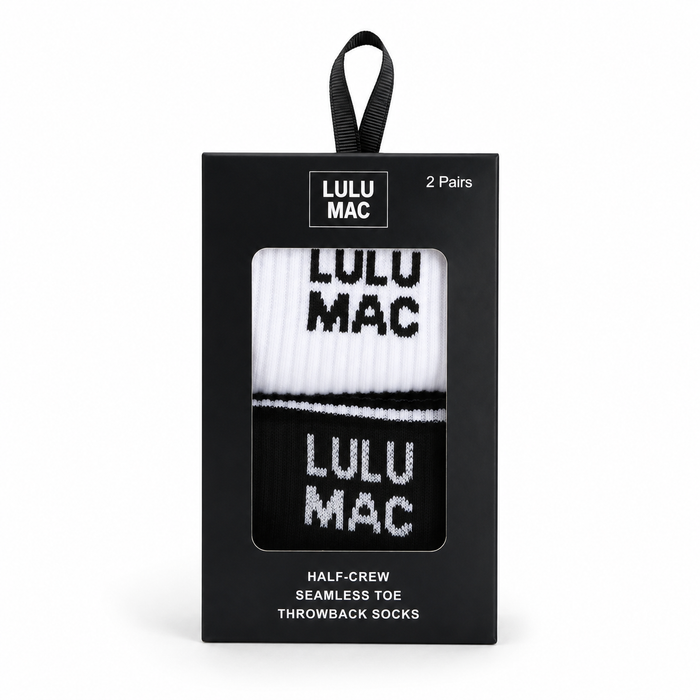 LM-SO-1000 Lulu Mac Socks 2 Pair Box-  BLACK/BLACK