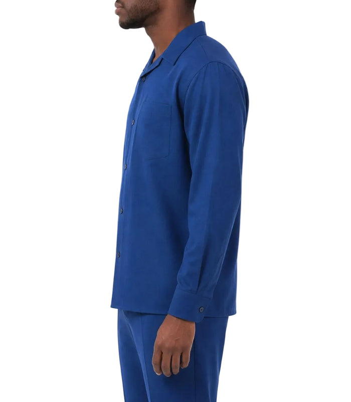 Sapphire men's long sleeve walking suit shirt with matching flexible waist pants