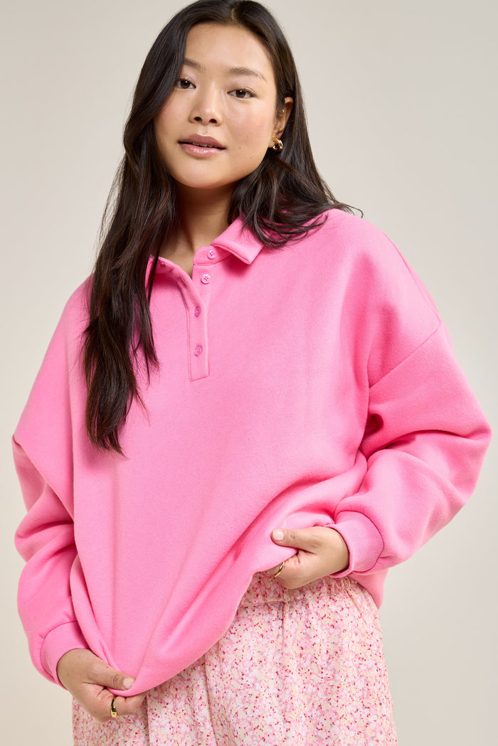 Loose-Fitting Polo Neck Sweater - 9116