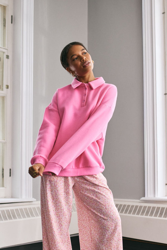 Loose-Fitting Polo Neck Sweater - 9116