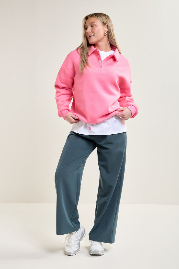 Loose-Fitting Polo Neck Sweater - 9116