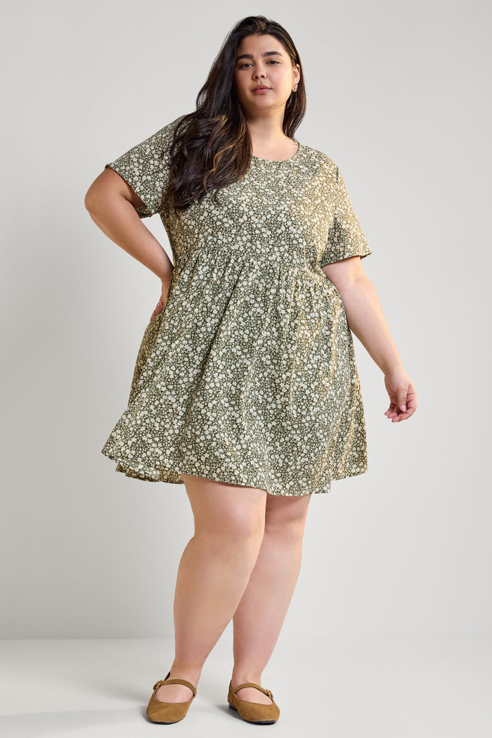 Loose-Fitting Short Dress - 2190