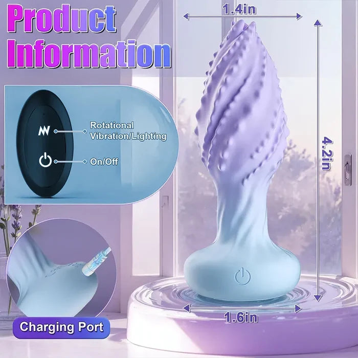Lumina Vortex 360° Rotating Anal Vibrator – 10 Frequency Dual-Motor Stimulation with 7-Color LED Light