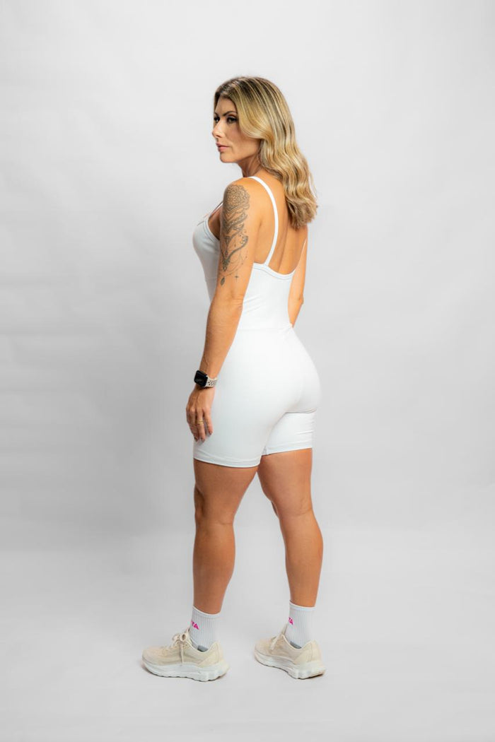 Macaquinho Shine Lining Feminina  Athleta Branco