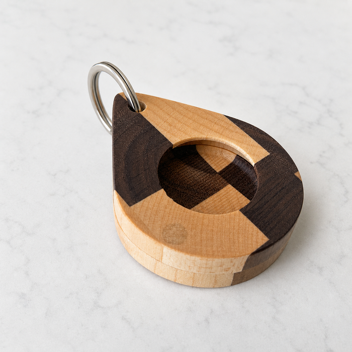 Magnetic Wooden AirTag Keychain