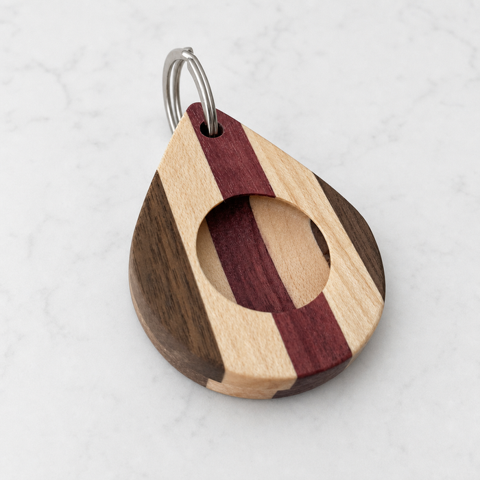 Magnetic Wooden AirTag Keychain