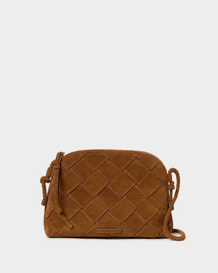 Mallory Cacao Woven Suede Crossbody