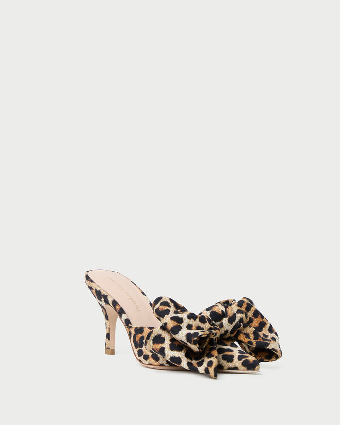 Margot Leopard Jersey Bow Mule in leopard print jersey.