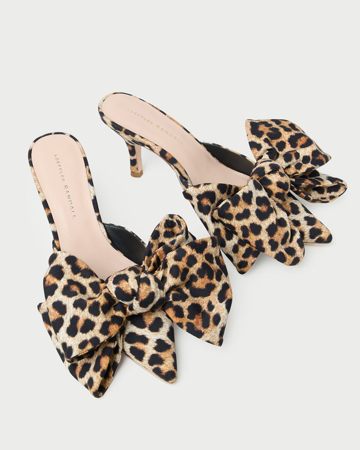 Margot Leopard Jersey Bow Mule in leopard print jersey.