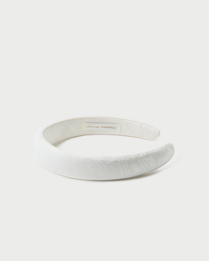 Marina Cream Puffy Headband in cream moiré